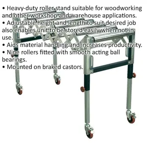 Versatile 450mm to 1300mm Extending Roller Stand for Woodworking - 130KG Capacity