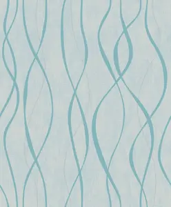 Galerie Special FX Blue Silver Glitter Ribbons Embossed Wallpaper