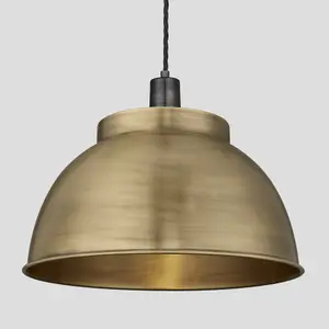 Industville Sleek Dome Pendant, 17 Inch, Brass, Pewter Holder