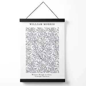 William Morris Willow in Grey Medium Poster with Black Hanger