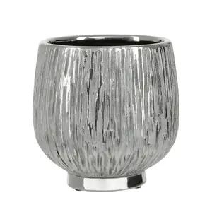 Interiors by Premier Hesper Small Silver Ceramic Planter