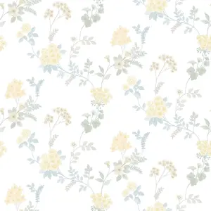 Galerie Abby Rose 4 Yellow Turquoise Fern Floral Smooth Wallpaper