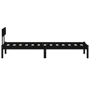 Berkfield Bed Frame Black Solid Wood Pine 90x200 cm