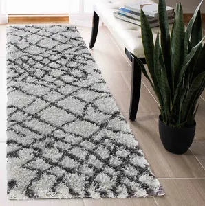 Moroccan Berber Shaggy Rugs Living Room Abstract Dark Cream 60x220 cm