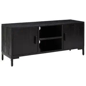 Berkfield TV Cabinet Black 110x35x48 cm Solid Pinewood