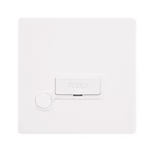 White Metal Screwless Plate 13A Fused   Connection Unit With Flex - White Trim - SE Home