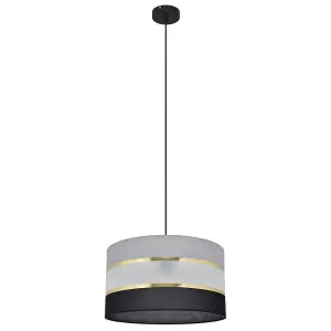 Luminosa Helen Cylindrical Pendant Ceiling Light Black, Gold, Grey 35cm