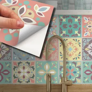 24 Pieces 15x15cm Marbella Colourful Spanish Tile Stickers