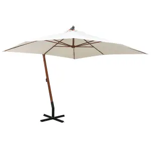 Berkfield Hanging Parasol 300x300 cm Wooden Pole White