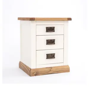 Tropea 3 Drawer Bedside Table Brass Drop Handle