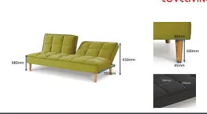 Stylish and Versatile 3 Seater Velvet Sofa Bed, Modern, Living Room Furniture - Lime