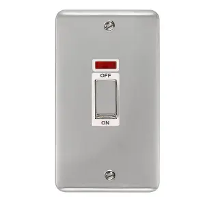 Curved Polished Chrome 2 Gang Ingot Size 45A Switch With Neon - White Trim - SE Home