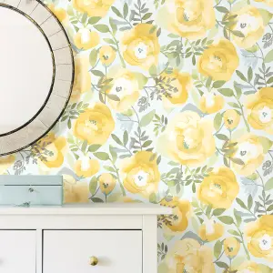 NuWallpaper NU3036 Peachy Keen Peel & Stick Wallpaper, Yellow