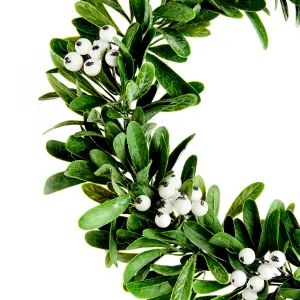 35cm Green Mistletoe & White Berries Christmas wreath