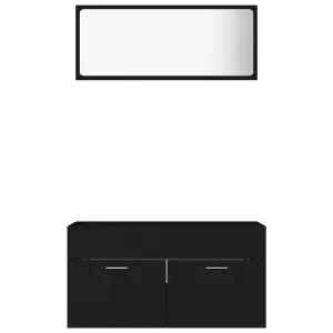 Berkfield 2 Piece Bathroom Furniture Set Black Engineered Wood