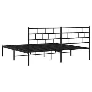 Berkfield Metal Bed Frame with Headboard Black 193x203 cm