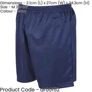 M - NAVY Adult Sports Micro Stripe Training Shorts Bottoms - Unisex Football