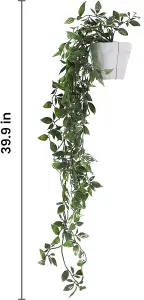 DANISCH Hanging Artificial Plants White Set of 2 Indoor/Outdoor Decor Vines