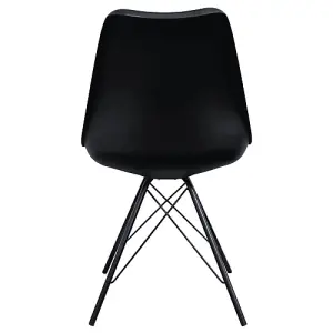 Soho Black Plastic Dining Chair with Black Metal Legs