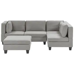 Corner Sofa with Ottoman UNSTAD Light Grey Fabric Left Hand