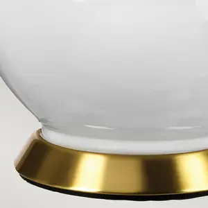 Luminosa Isla Table Lamp with Round Tapered Shade, Aged Brass, White, Green