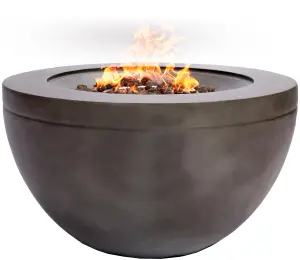 MDA Designs TABITI Dark Grey Lavish Garden and Patio Fire Pit with Eco-Stone Finish