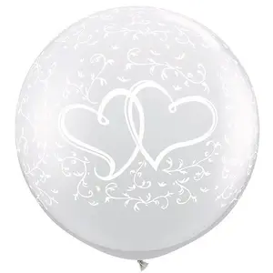 Qualatex 3 Foot Entwined Hearts Clear Latex Balloon (2 Pack) Clear (0.9m)