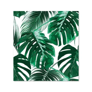 Tropical Jungle Leaf Pattern Premium Glass Kitchen Splashback W600mm x H600mm