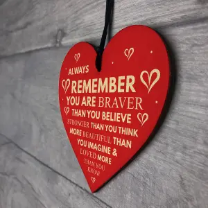 Red Ocean Handmade Wooden Heart Always Remember Loved More Than You Know Plaque Sign Gift for Your Best Friendship Friend