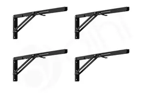 Dihl 20 inch Black Folding Shelf Bracket - 2 Pairs