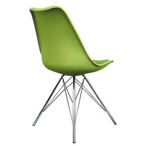 Soho Green Plastic Dining Chair with Chrome Metal Legs