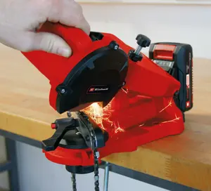 Einhell Cordless Chainsaw Blade Sharpener 18V Power X-Change With Chain Clamp Depth Stop Cable-Free GE-CS 18 Li - Body Only