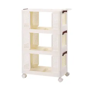 3 Tiers Foldable Kitchen Bathroom Storage Shelf Slim Trolley Cart