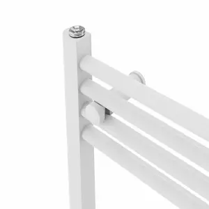 Wiest Straight Heated Towel Rail Radiator Bathroom Ladder Warmer White / 140cm H x 50cm W x 3cm D