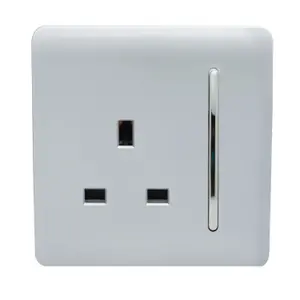 Trendiswitch Silver 1 Gang 13 Amp Switched Socket