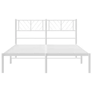 Berkfield Metal Bed Frame with Headboard White 140x200 cm