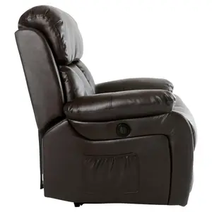 Chester Electric Bonded Leather Automatic Recliner Armchair Sofa Home Lounge Chair (Brown)