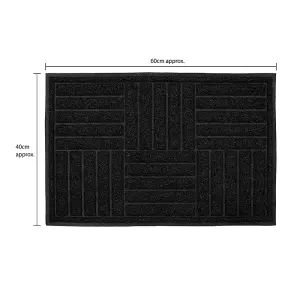 JVL Mud Grabber Spaghetti Scraper Doormat, 40x60cm, Black Square