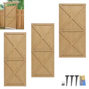 Outdoor Flat Top Garden Wooden Gate Pedestrian Gate Pine Wooden Fence Door