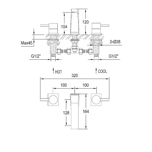 Etna Polished Chrome 3 Hole Deck-mounted Basin Mixer Tap