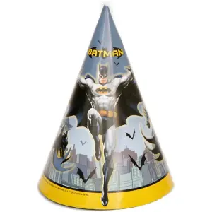 Batman Logo Party Hats (Pack of 8) Grey/Yellow/Black (One Size)