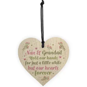 Red Ocean Nan And Grandad Ornament Wooden Heart Gift For Grandparents Keepsake Plaques