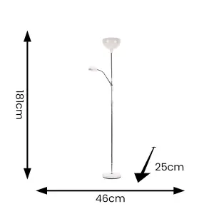 ValueLights Orion White Metal Father and Son Free Standing Reading Floor Lamp Mother and Child Adjustable Light for Living Room