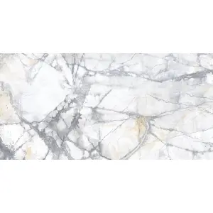 Kale Calcutta White & Gold Matt Marble effect Ceramic Indoor Wall & floor Tile Sample