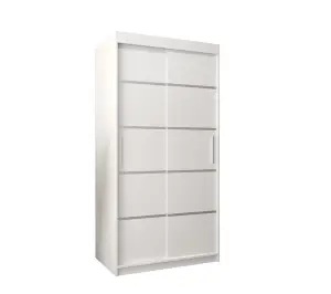 Verona 01 Contemporary 2 Sliding Door Wardrobe 5 Shelves 2 Rails White Matt (H)2000mm (W)1000mm (D)620mm