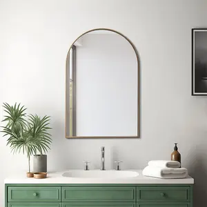 50cm x H 75cm W Arch-Shape Wall Mounted Gold Metal Framed Bathroom Mirror Decorative