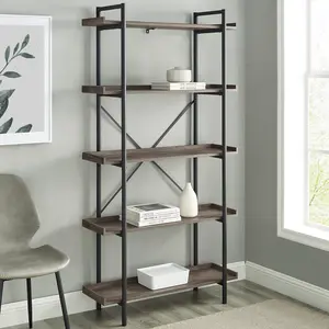 Jessica 92cm W Steel Etagere Bookcase Grey Wash