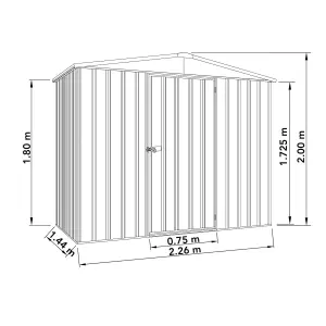 Absco 7.5ft x 5ft Metal Garden Storage Shed Apex Grey Outdoor Building Single Door