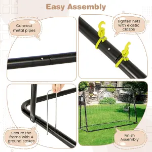 Costway 2-in-1 Kids Football Rebounder & Goal Angle-Adjustable Football Training Net