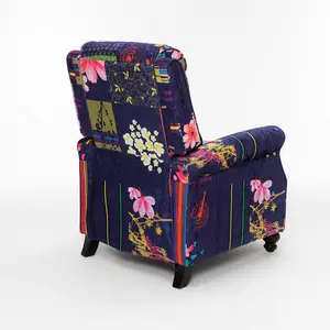 Fabric Purple Patchwork Mary Manual Recliner Chair